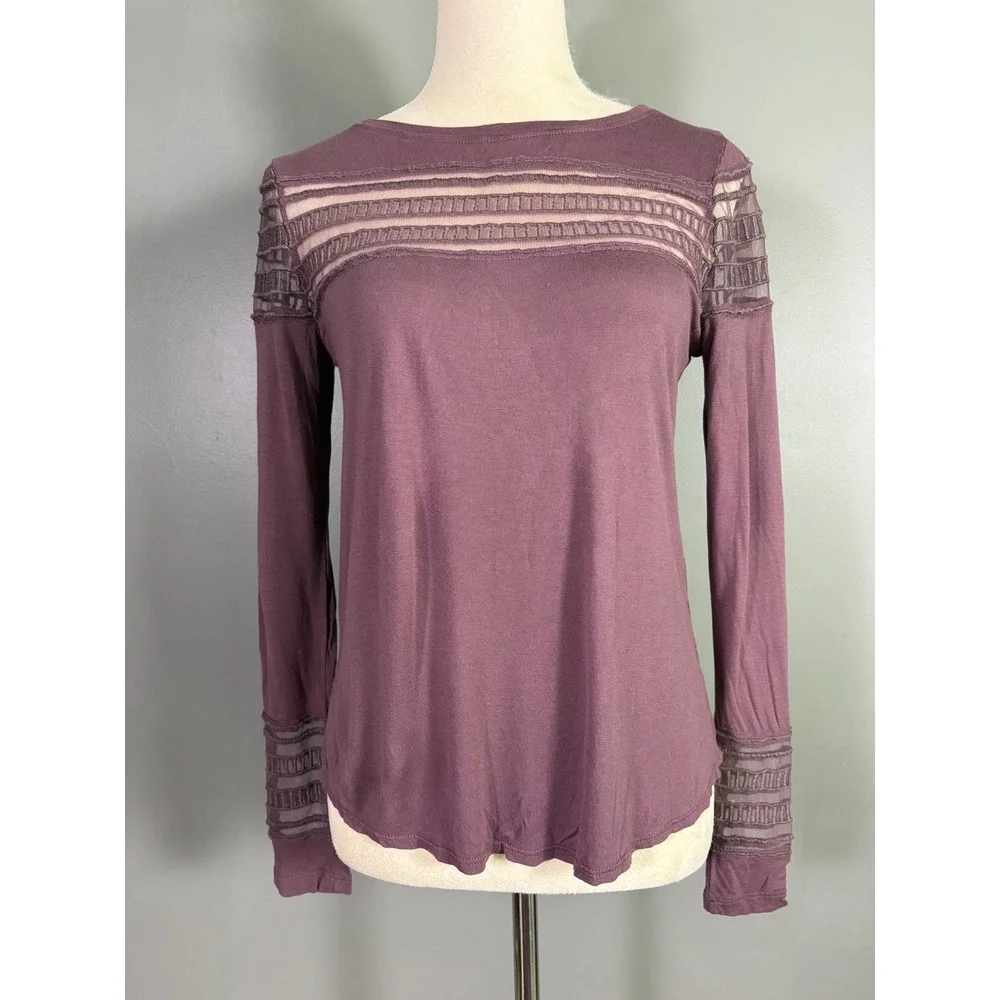Free‎ People Roxie Mesh Inset Top XS Boho Cottagecore Ethereal Whimsigoth Dainty